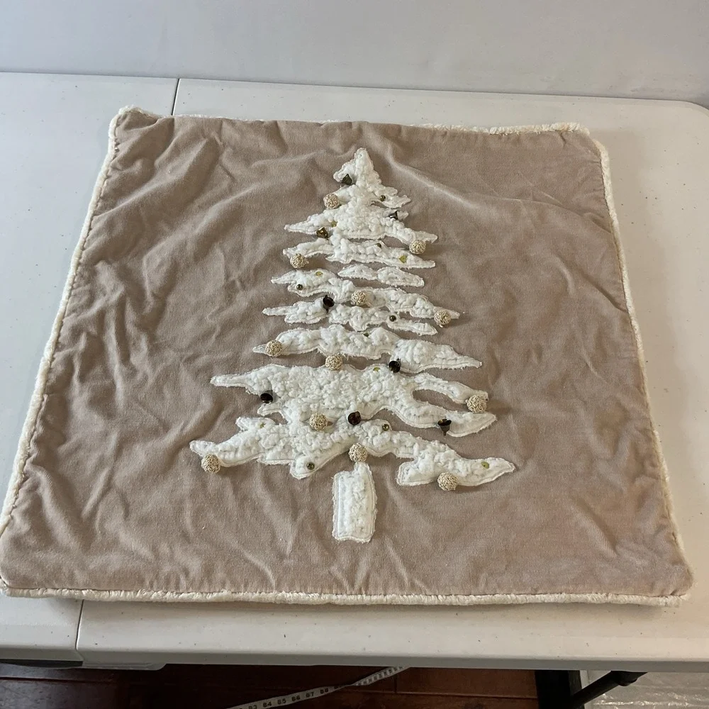Pottery Barn Velvet Sherpa Tree Applique Pillow 20